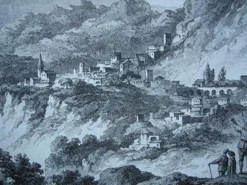 Taormina Sicilia Italia Gesamtansicht Veduta Orig Radierung Allix 1780 Italien