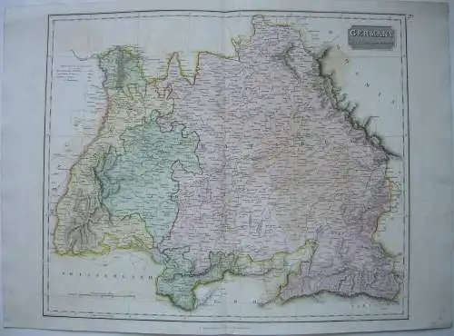 Deutschland südlich des Mains Bayern Baden Württemberg Orig Kupferstich 1827