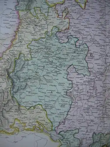 Deutschland südlich des Mains Bayern Baden Württemberg Orig Kupferstich 1827