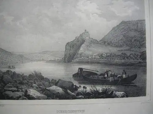 Aussig Usti nad Labem Tschechien Orig Lithographie Schreckenstein Cesky 1840