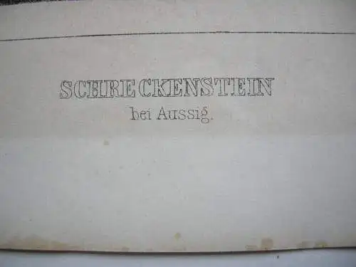 Aussig Usti nad Labem Tschechien Orig Lithographie Schreckenstein Cesky 1840