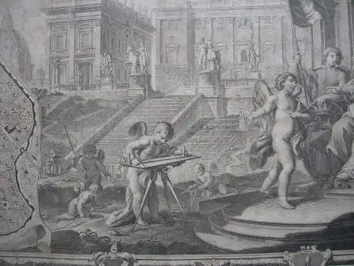 Stefano Pozzi (1699-1768) Allegorie Architektur Rom Clemens XII Kupferstich 1735