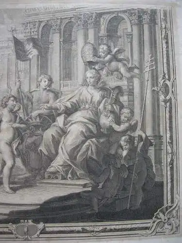 Stefano Pozzi (1699-1768) Allegorie Architektur Rom Clemens XII Kupferstich 1735