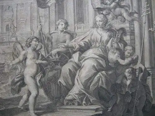 Stefano Pozzi (1699-1768) Allegorie Architektur Rom Clemens XII Kupferstich 1735