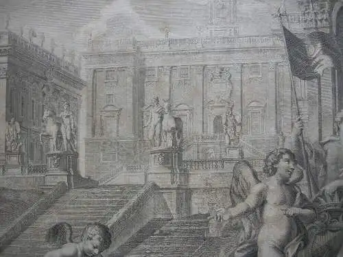 Stefano Pozzi (1699-1768) Allegorie Architektur Rom Clemens XII Kupferstich 1735