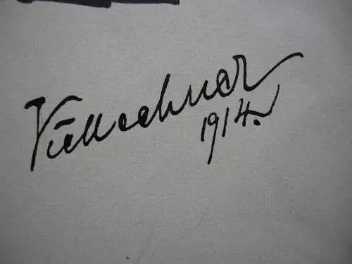 Studienskizze Männlicher Akt Vielleehner 1914 Tuschzeichnung 
