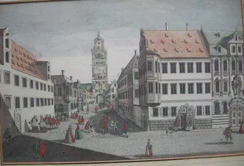 Guckkastenblatt Augsburg Dom-Platz Frauentor Kupferstich Remshart 1750 Probst