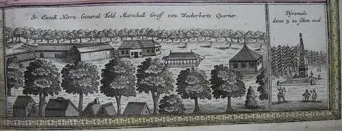 Großenhain Sachsen Meißen Orig Kupferstichkarte Seuter 1730  Randansichten