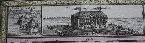 Großenhain Sachsen Meißen Orig Kupferstichkarte Seuter 1730  Randansichten