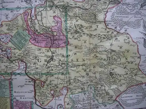 Großenhain Sachsen Meißen Orig Kupferstichkarte Seuter 1730  Randansichten