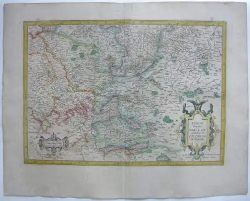 Nordrhein Westfalen altkolor Orig Kupferstichkarte Mercator Hondius 1627 Berghe