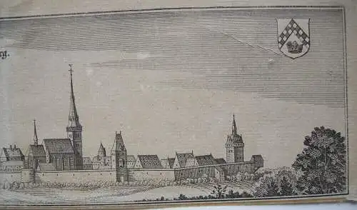 Kirchberg Hunsrück Gesamtansicht Orig Kupferstich Merian 1650