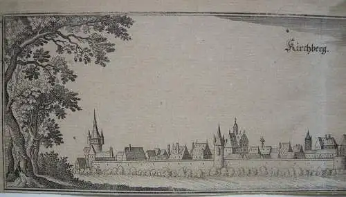 Kirchberg Hunsrück Gesamtansicht Orig Kupferstich Merian 1650