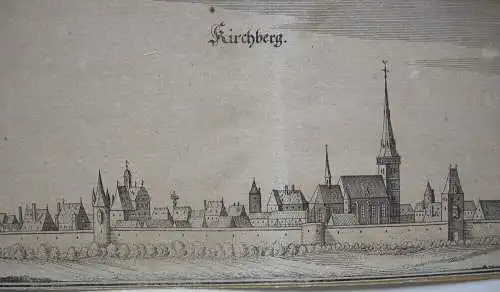 Kirchberg Hunsrück Gesamtansicht Orig Kupferstich Merian 1650