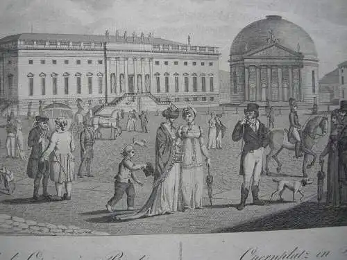 Berlin Opernplatz Orig. Radierung Meyer nach Schinkel 1840 Bibliothek