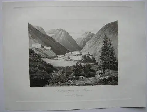 Franzensfeste Brixen Südtirol Trentino Italien Orig. Aquatinta 1840  