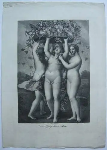 Die Nymphen der Flora Orig Lithografie J. C. Werner nach Dominichino 1825