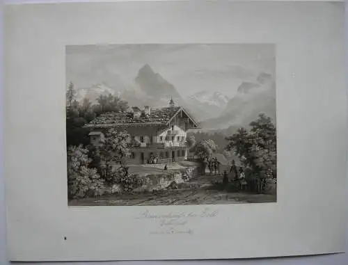 Bauernhaus bei Zell Zillertal Tirol Österreich Orig Aquatinta-Radierung 1840 