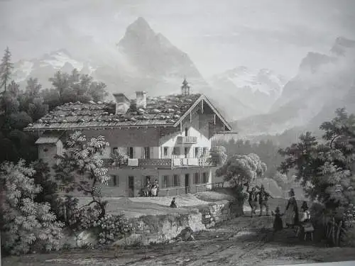 Bauernhaus bei Zell Zillertal Tirol Österreich Orig Aquatinta-Radierung 1840 