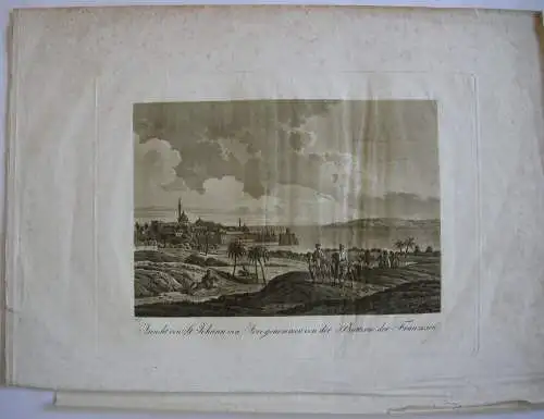 St. Johann von Acre Napoleon Israel  Aquatinta Sepia Döbler 1827 Heiliges Land 