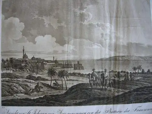 St. Johann von Acre Napoleon Israel  Aquatinta Sepia Döbler 1827 Heiliges Land