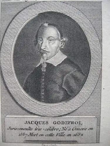 Jacques Godefroi (Gothofredus) (1587–1652) Schweizer Jurist Kupferstich 1780