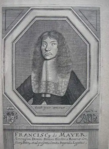 Portrait Franz von Mayer Bayerischer Gesandter Reichstag 1663 Kupferstich Somer