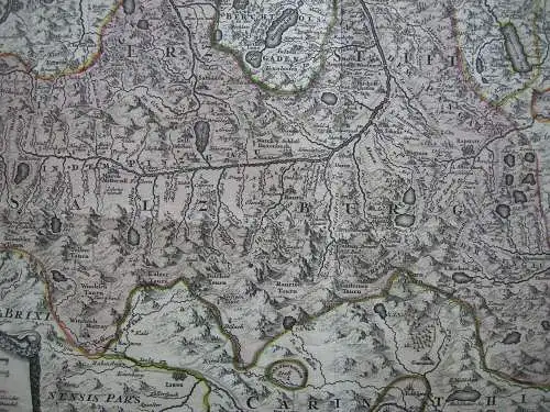 Salzburg dekorative altkolor Kupferstichkarte Homann 1720 Österreich