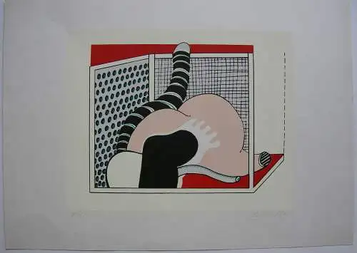 Hansjörg Voth (1940) Figürliche Komposition Orig Serigrafie signiert Probedruck