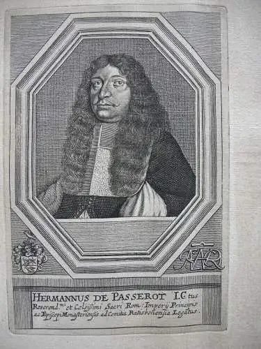 Portrait Hermann de Passerot Gesandter Regensburger Reichstag 1663 Kupferstich