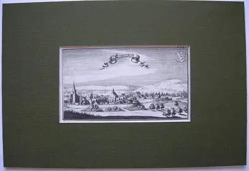 Grafenwöhr Niederbayern Orig. Kupferstich von Ertl 1690 Gesamtansicht Passepart