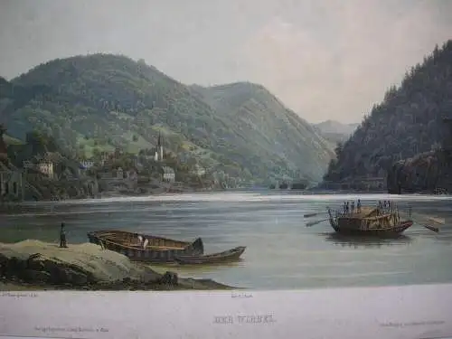 Der Wirbel Donauwirbel Donaureise Niederösterreich kol Lithografie Sandmann 1850