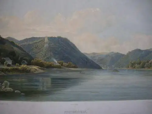 Freyenstein Neustadtl Donaureise Niederösterreich kol Lithografie Sandmann 1850