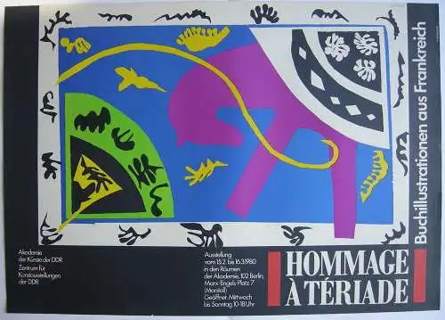 Hommage a Teriade Orig. Plakat Akademie Künste DDR 1980 Orig Serigraphie