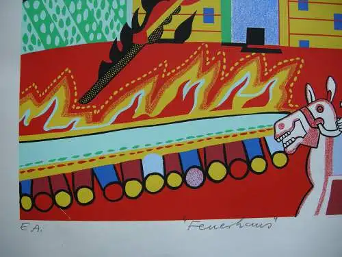 Simon Dittrich (1940) Feuerhaus Epreuve d'Artiste Orig Serigrafie 1973 sign