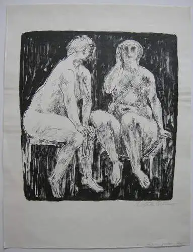 Ursuala Querner (1921-1969) zwei weibliche Akte Orig Lithografie 1960 signiert