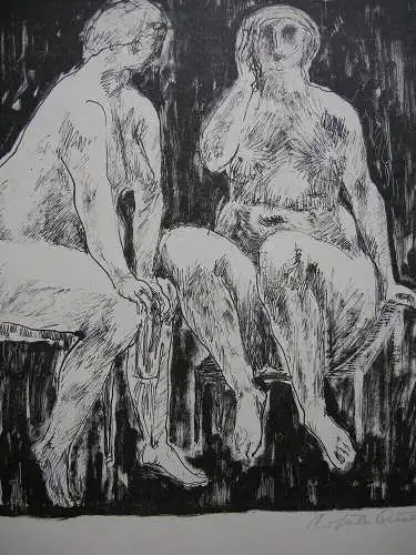 Ursuala Querner (1921-1969) zwei weibliche Akte Orig Lithografie 1960 signiert