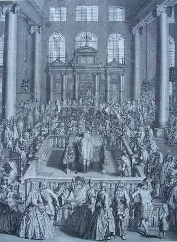 Bernard Picart (1673-1733) Inauguration Synagoge Amsterdam Orig Kupferstich 1721