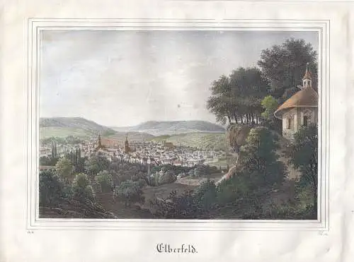 Elberfeld Wuppertal Gesamtansicht Orig. Farblithografie 1839 Nordrhein-Westfalen