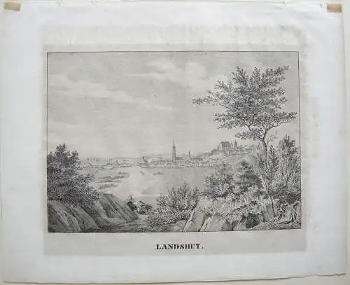 Landshut Gesamtansicht Trausnitz Orig Lithographie Dilger 1820 Niederbayern