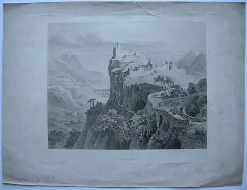 Ovindoli Abruzzen Italia Italien Orig. Kupferstich Incisione 1840 