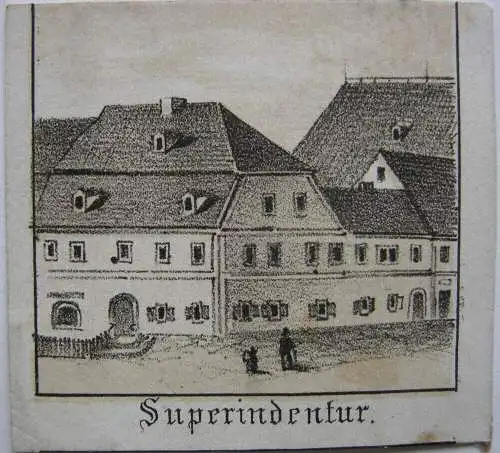 Marienberg Sachsen Erzgebirge Souvenirblatt Lithografie 1850 Gesamt- Detailans