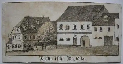 Marienberg Sachsen Erzgebirge Souvenirblatt Lithografie 1850 Gesamt- Detailans