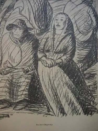 Ernst Barlach (1870-1938) An der Ostgrenze Orig Lithografie 1914 steinsigniert