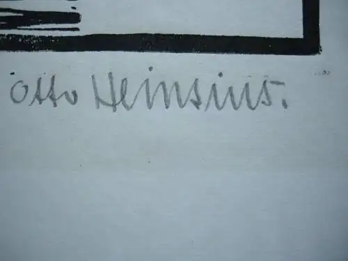 O Heinsius ((1892-1976)  Verschneite Dorfpartie Orig Linolschnitt 1930 signiert 