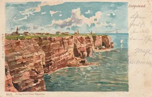 Ak Helgoland Felsufer Künstlerkarte Heinisch Litho gel 1904 Schleswig Holstein