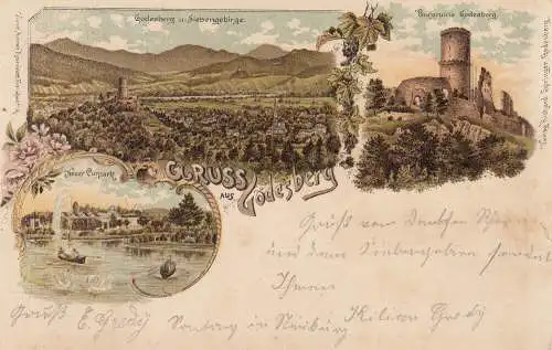 AK Bad Godesberg bonn Ruine Godesberg Neuer Curpark Litho gel 1898