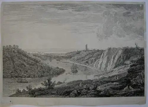 Jean B. C. Chatelain View Durdham Bristol River Avon Orig. Kupferstich 1756