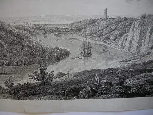 Jean B. C. Chatelain View Durdham Bristol River Avon Orig. Kupferstich 1756