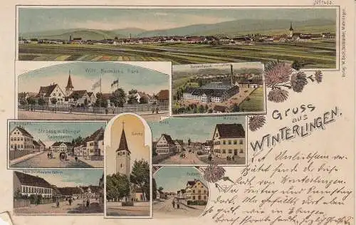 Ak Winterlingen Seidenfabrik Keimaths Park Kreuz Zollernalbkreis Litho gel 1904